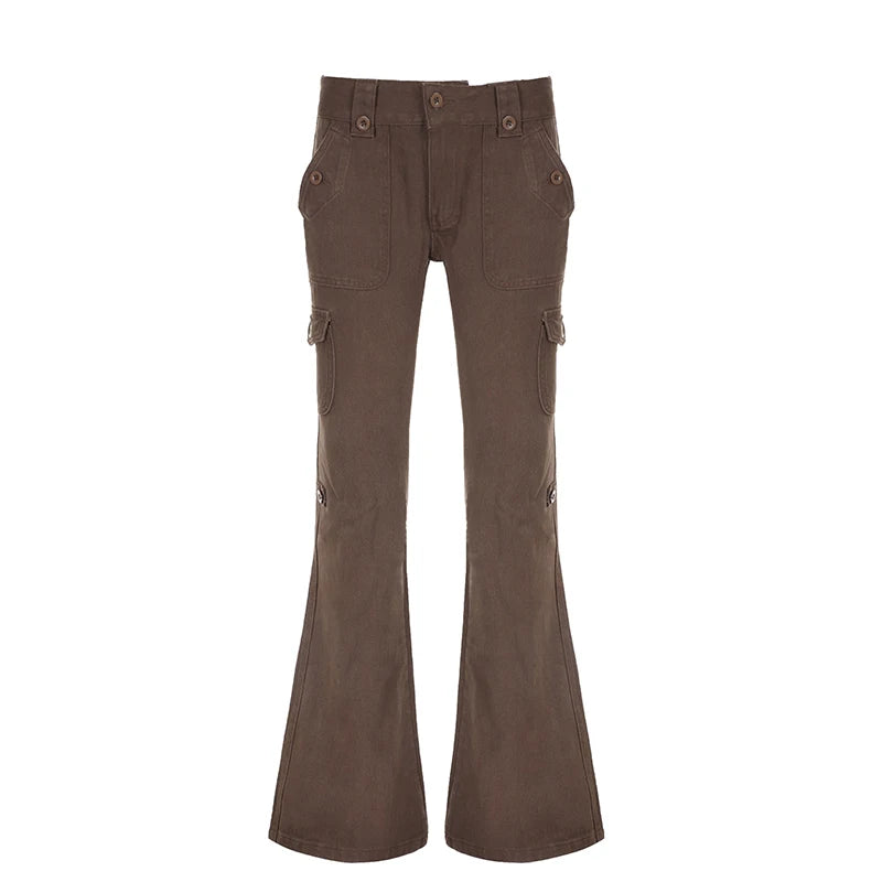 Dark Brown Low Rise Flare Jeans