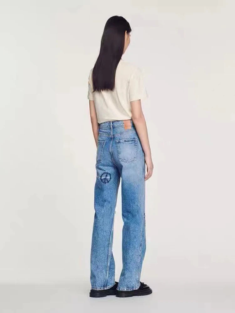 Fashion High Waist Denim Trouser