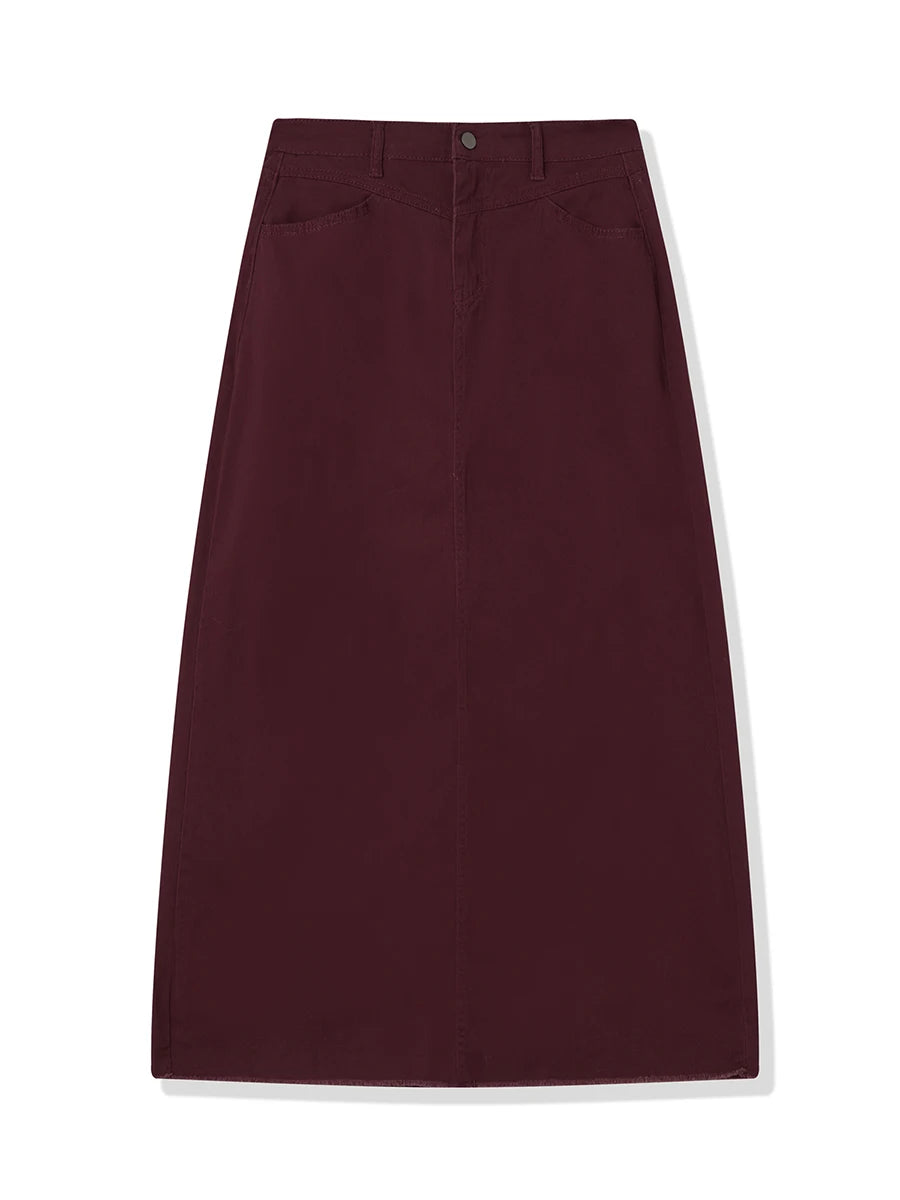 Back-Slit Maxi Jean Skirt