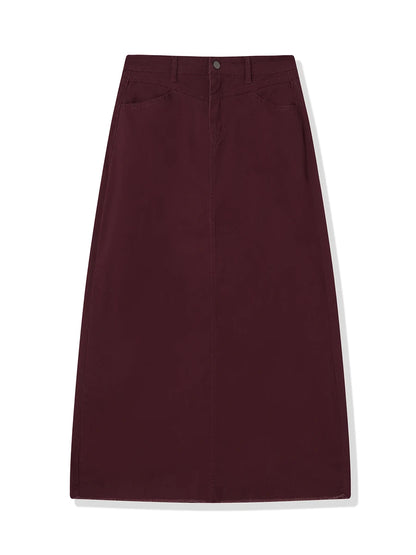Back-Slit Maxi Jean Skirt