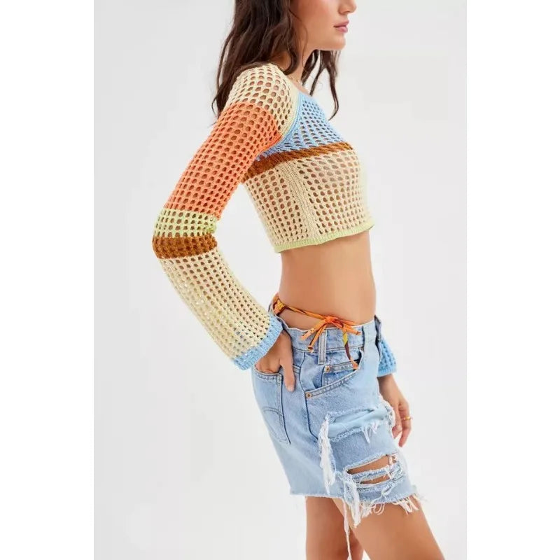 Colorblock Cutout Crop Top