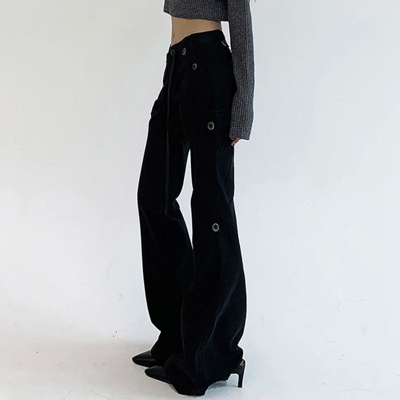 Dark Brown Low Rise Flare Jeans