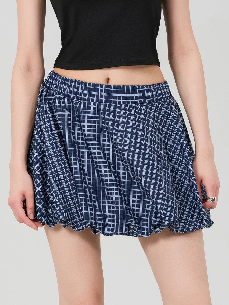 Check Boxer Puffball Skirt