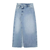 Over Knee Denim Casual Midi Skirt