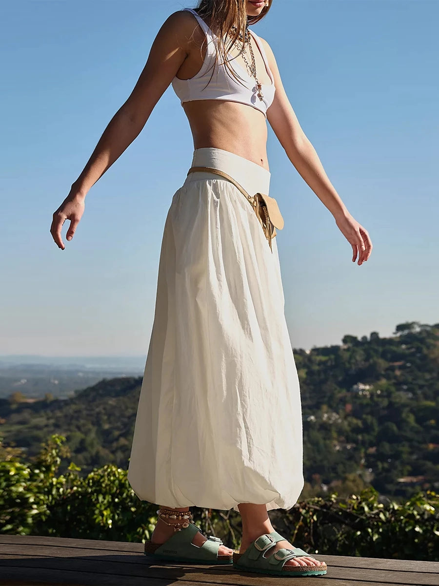 Bubble Hem Fluffy Maxi Skirt
