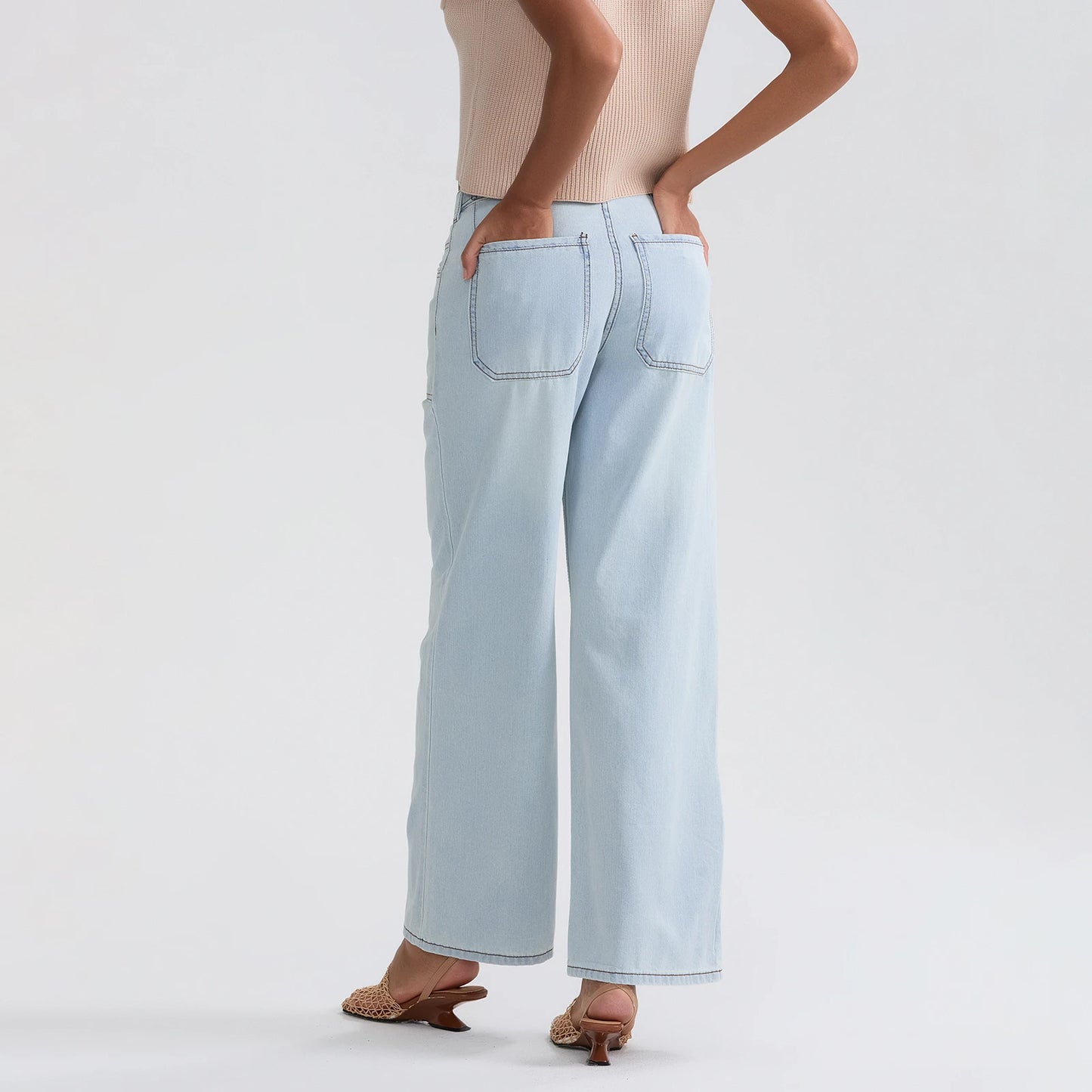 High Waist Wide Leg Denim Pants