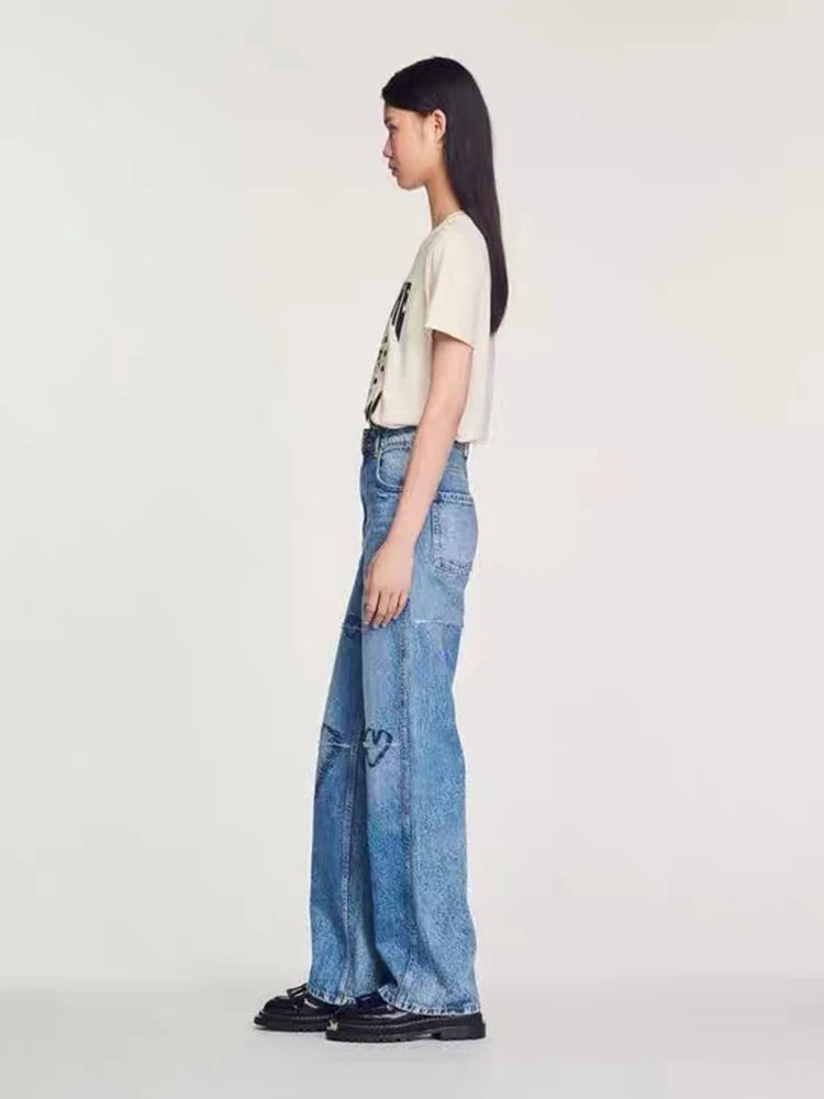 Fashion High Waist Denim Trouser