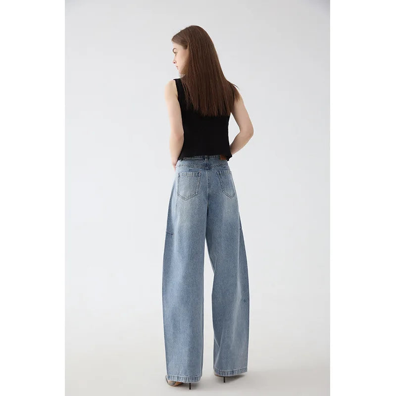 Blue Full Length A-version Denim Pant