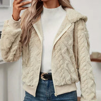Zip Up Fuzzy Hooded Jacket