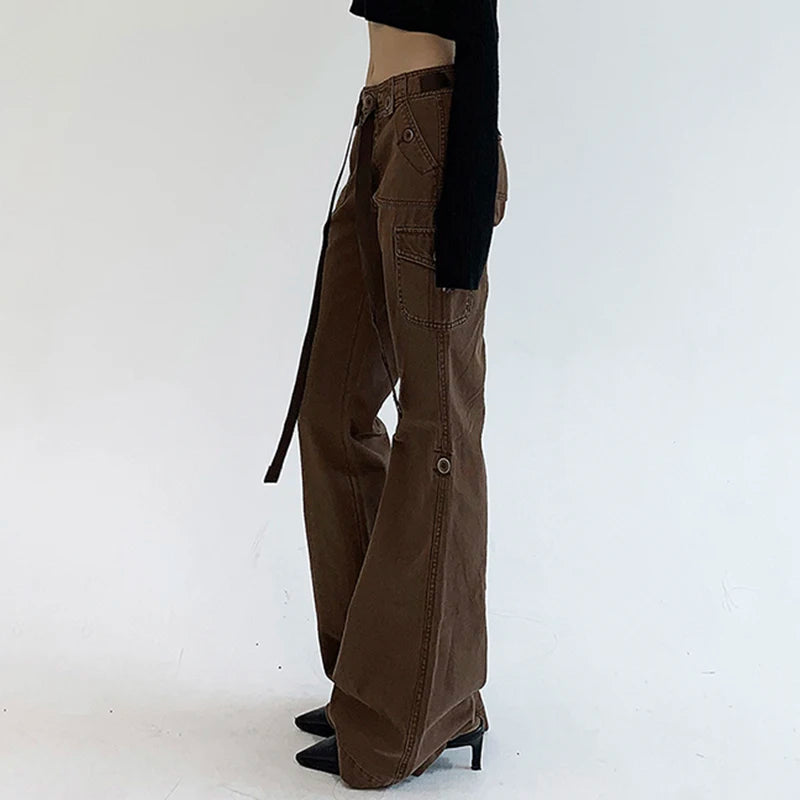 Dark Brown Low Rise Flare Jeans
