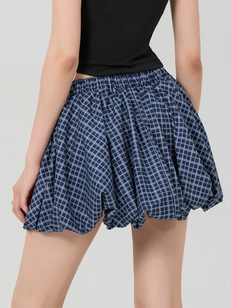 Check Boxer Puffball Skirt