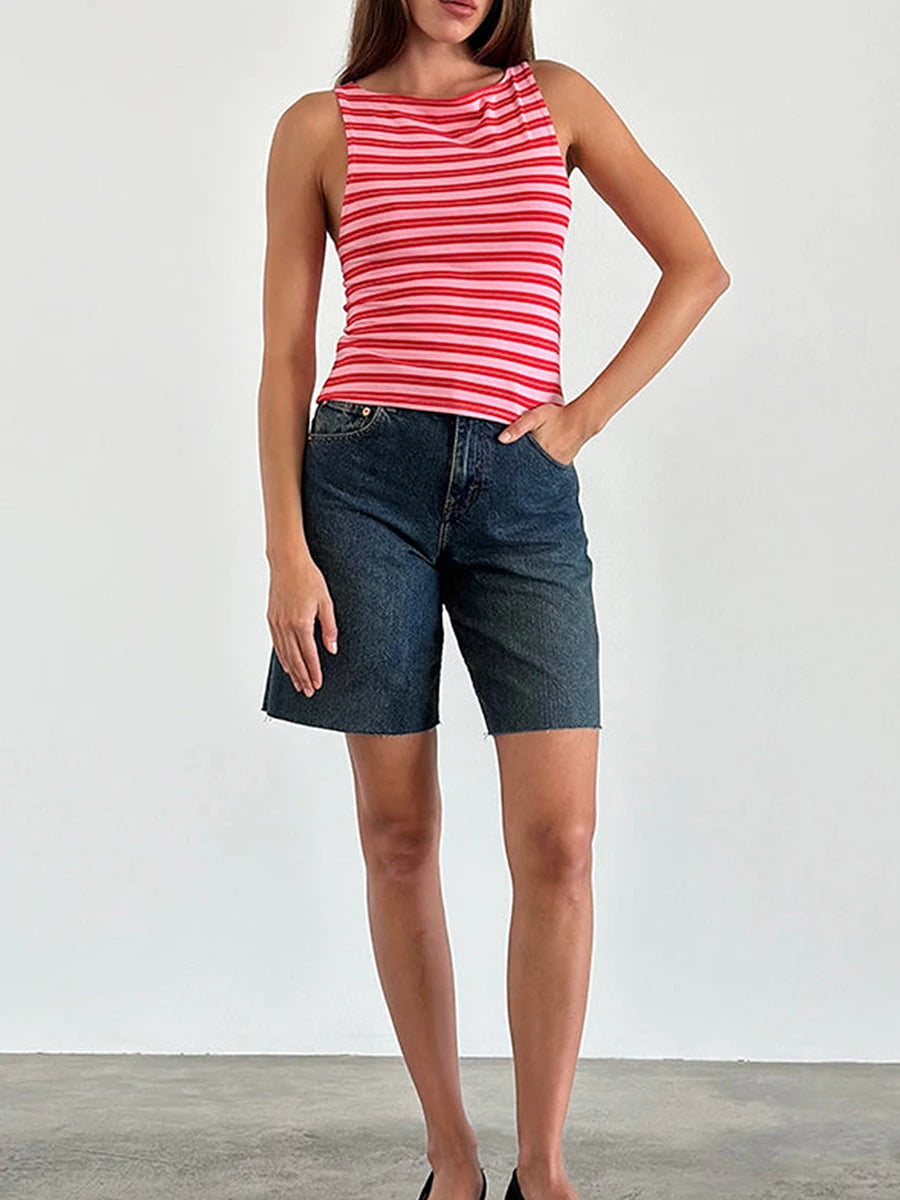 Summer Stripes Print Tank Top