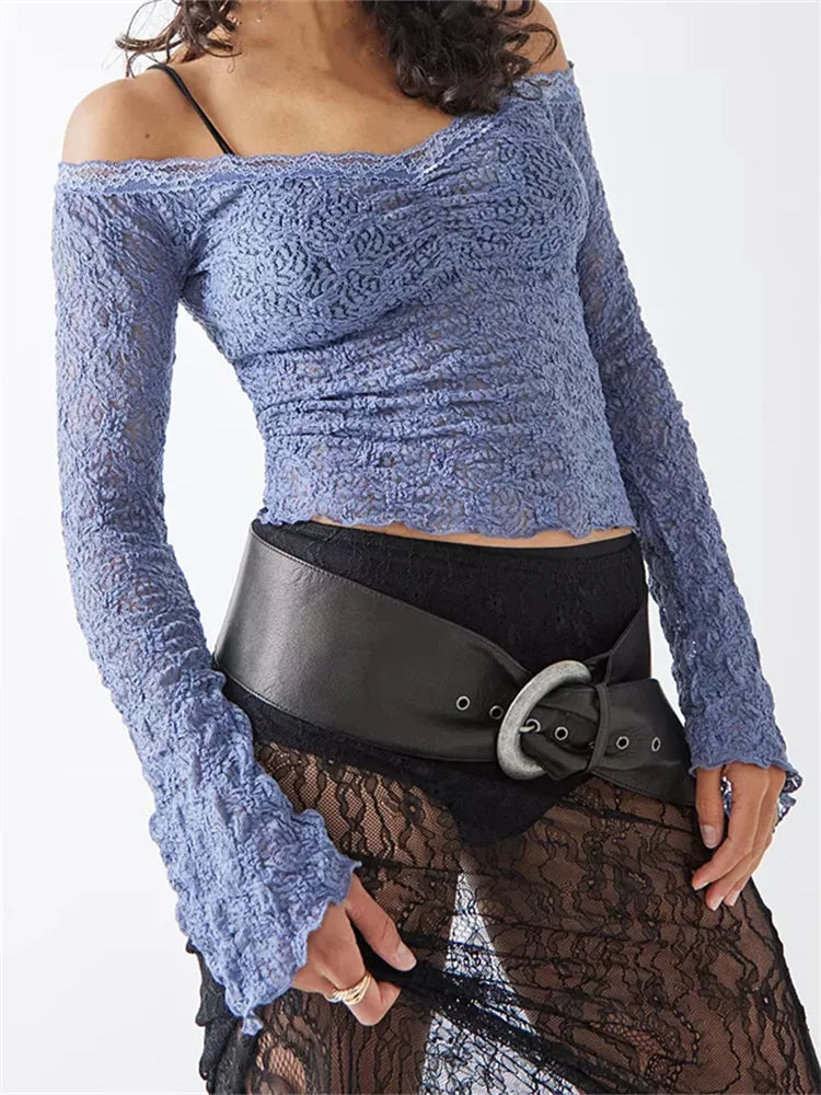 Lace Flower Off-Shoulder Top