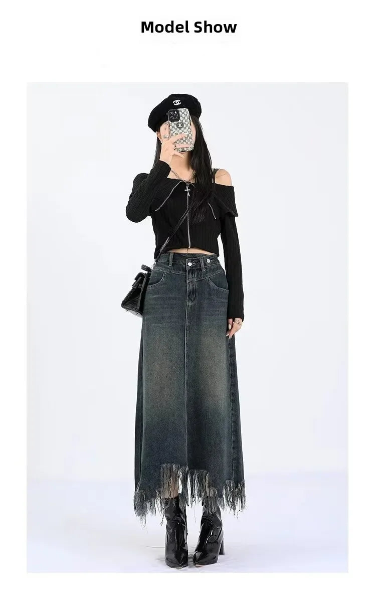 Elegant High-waisted  Fringe Skirt