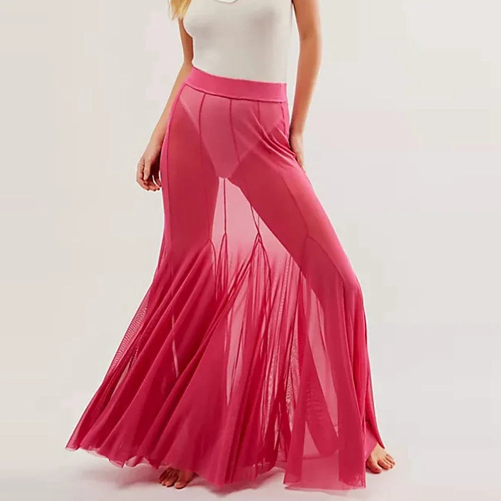 Hem Flowy Skirts Casual A-line Midi Skirts