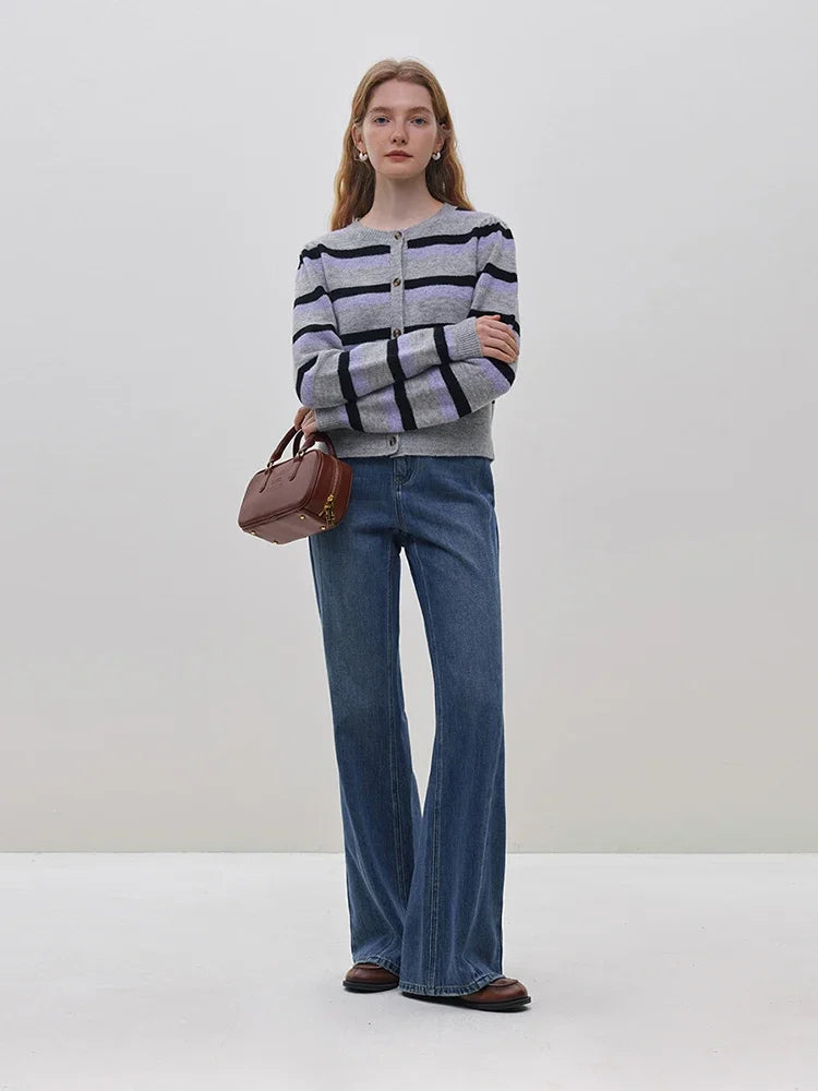 Blue High-Waisted  Wide-Leg Jeans