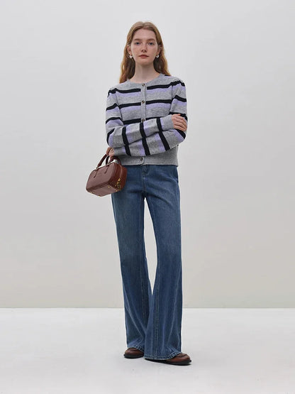 Blue High-Waisted  Wide-Leg Jeans