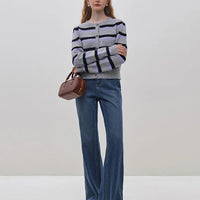 Blue High-Waisted  Wide-Leg Jeans