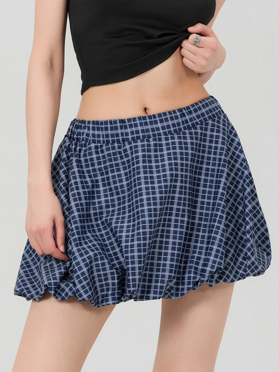 Check Boxer Puffball Skirt