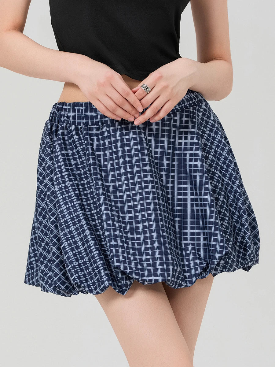 Check Boxer Puffball Skirt