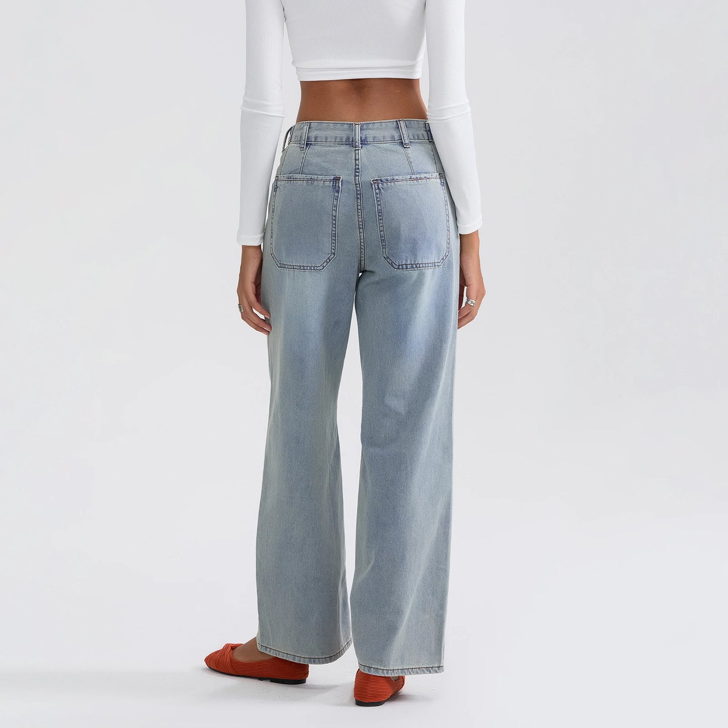 High Waist Wide Leg Denim Pants