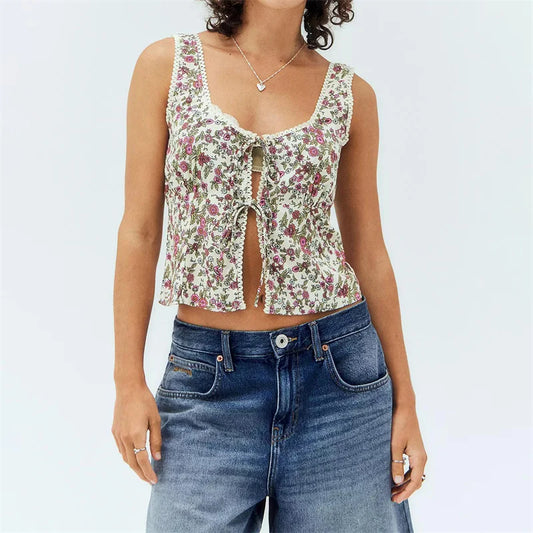 Halter Tie Front V-neck Top