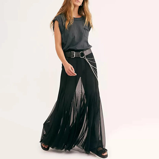 Hem Flowy Skirts Casual A-line Midi Skirts