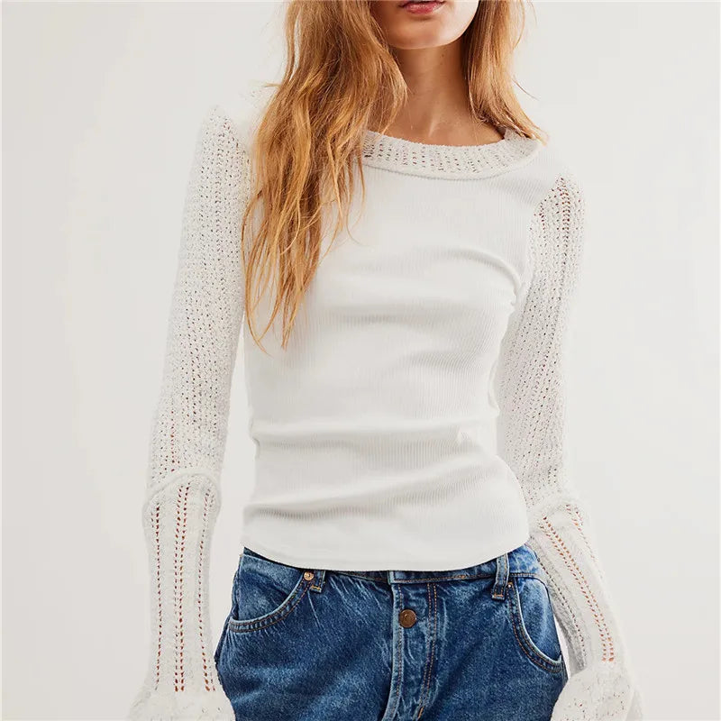 Solid Long-Sleeve Knit Top