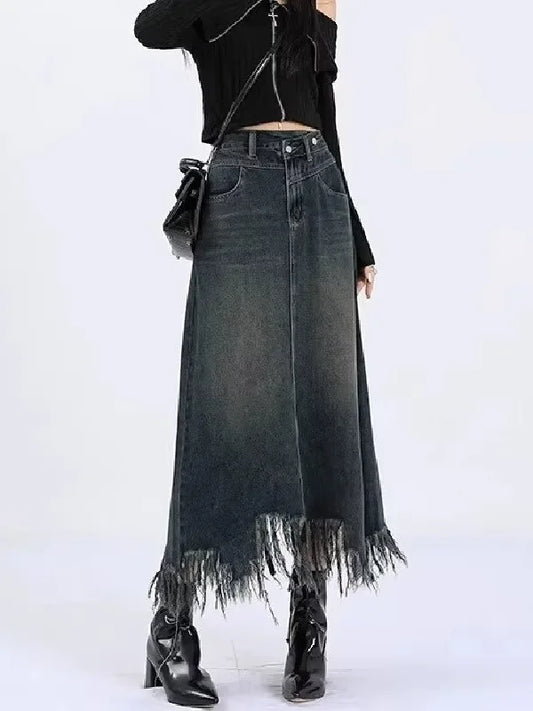Elegant High-waisted  Fringe Skirt