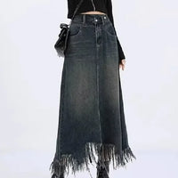 Elegant High-waisted  Fringe Skirt