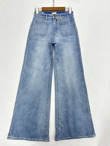 Blue High Rise Stride Wide-Leg Jeans