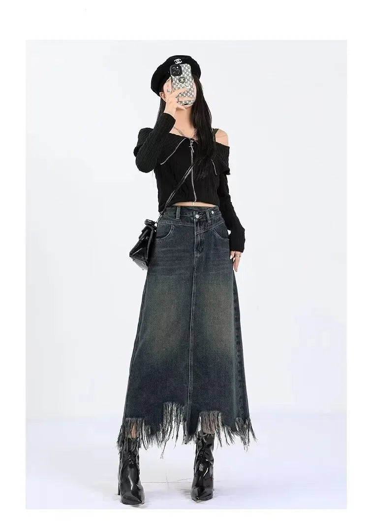Elegant High-waisted  Fringe Skirt
