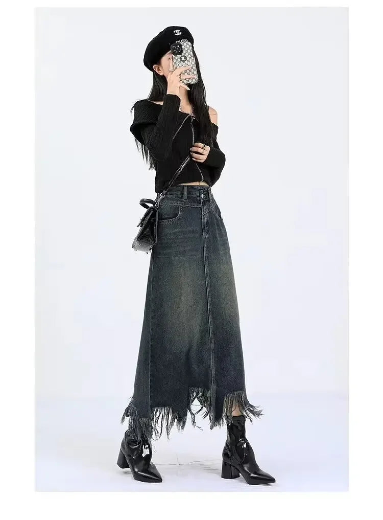 Elegant High-waisted  Fringe Skirt