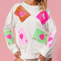 Women’s Sequin Love Heart Sweatshirt
