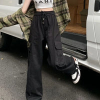 Elastic Pockets Loose Wide Leg Pants