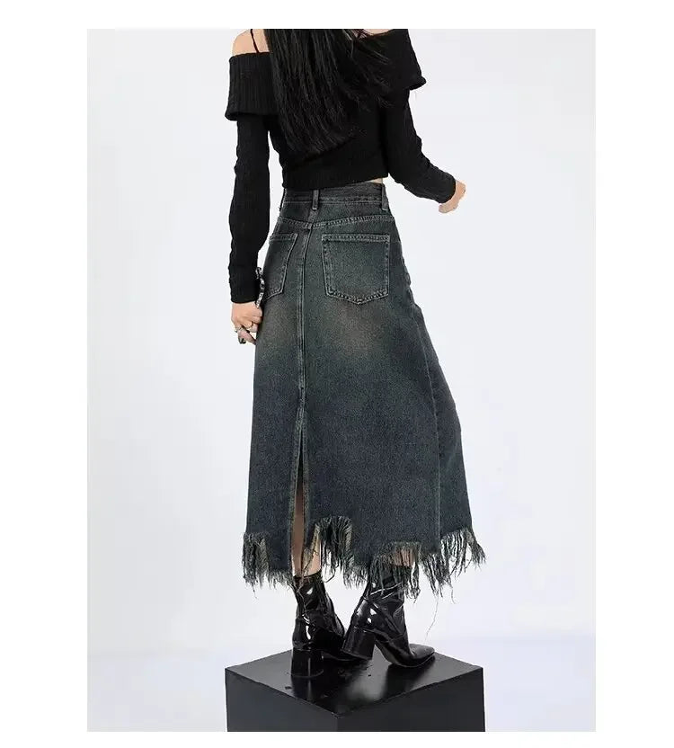 Elegant High-waisted  Fringe Skirt
