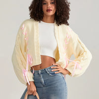 Pink Ribbons Knitted Cardigan Sweater