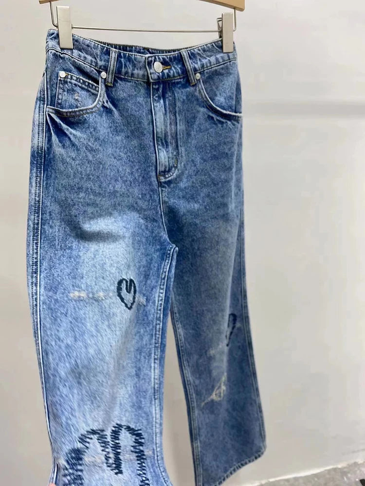 Fashion High Waist Denim Trouser