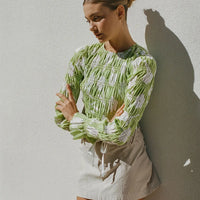 Stylish Long Sleeve Mesh Sheer Slim Top
