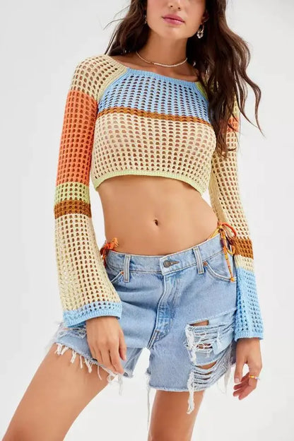 Colorblock Cutout Crop Top
