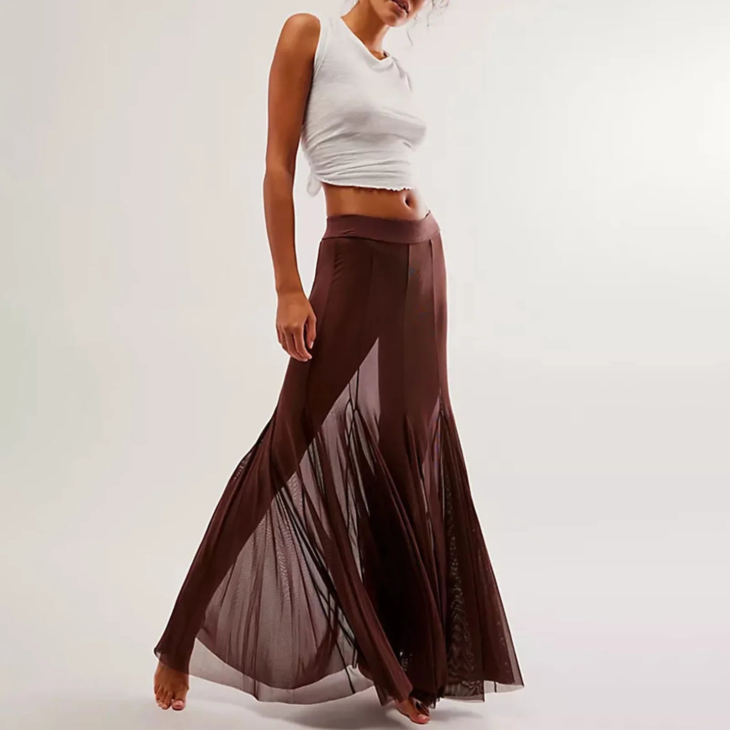 Hem Flowy Skirts Casual A-line Midi Skirts