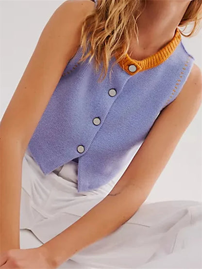 Brunch Button-Front Knit Vest