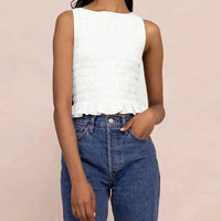 Smocked Vest crop Tank Top