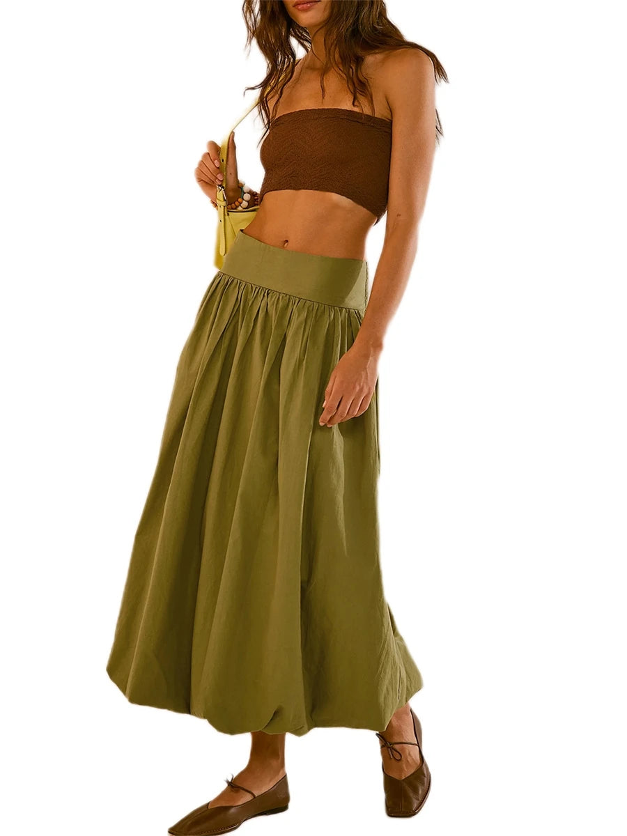 Bubble Hem Fluffy Maxi Skirt