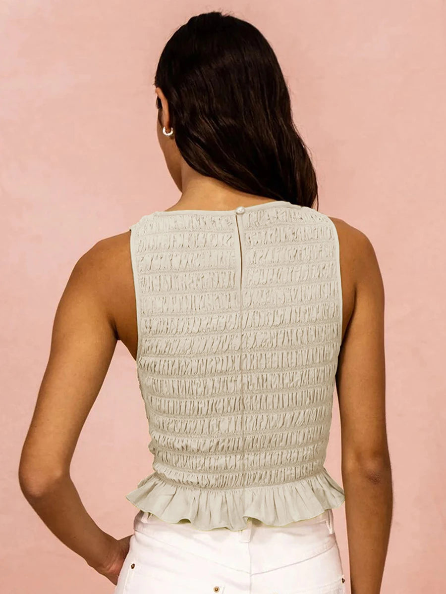 Smocked Vest crop Tank Top