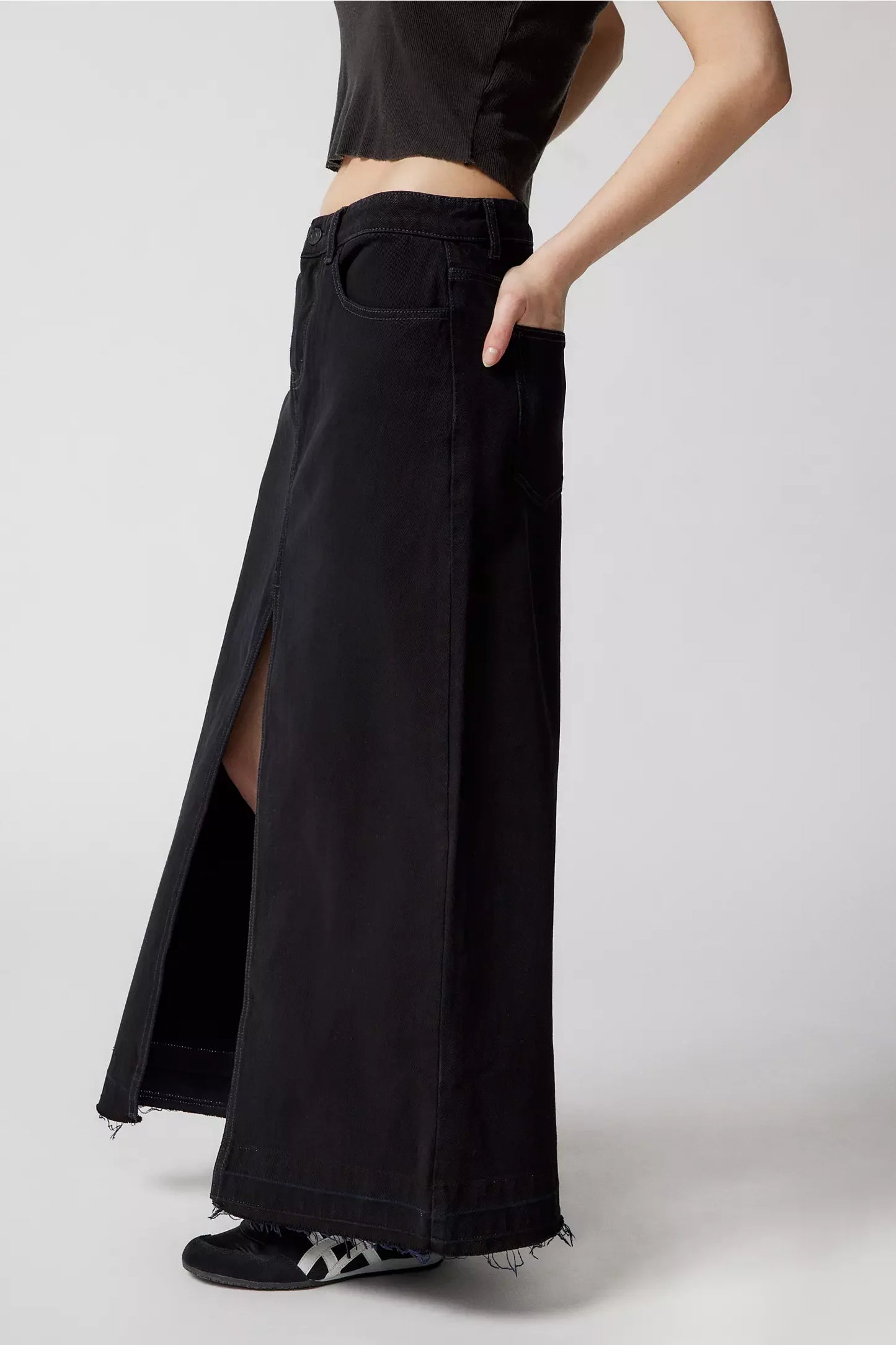 Serena Slit Denim Maxi Skirt