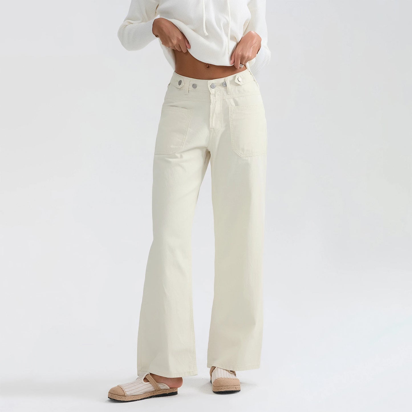 High Waist Wide Leg Denim Pants
