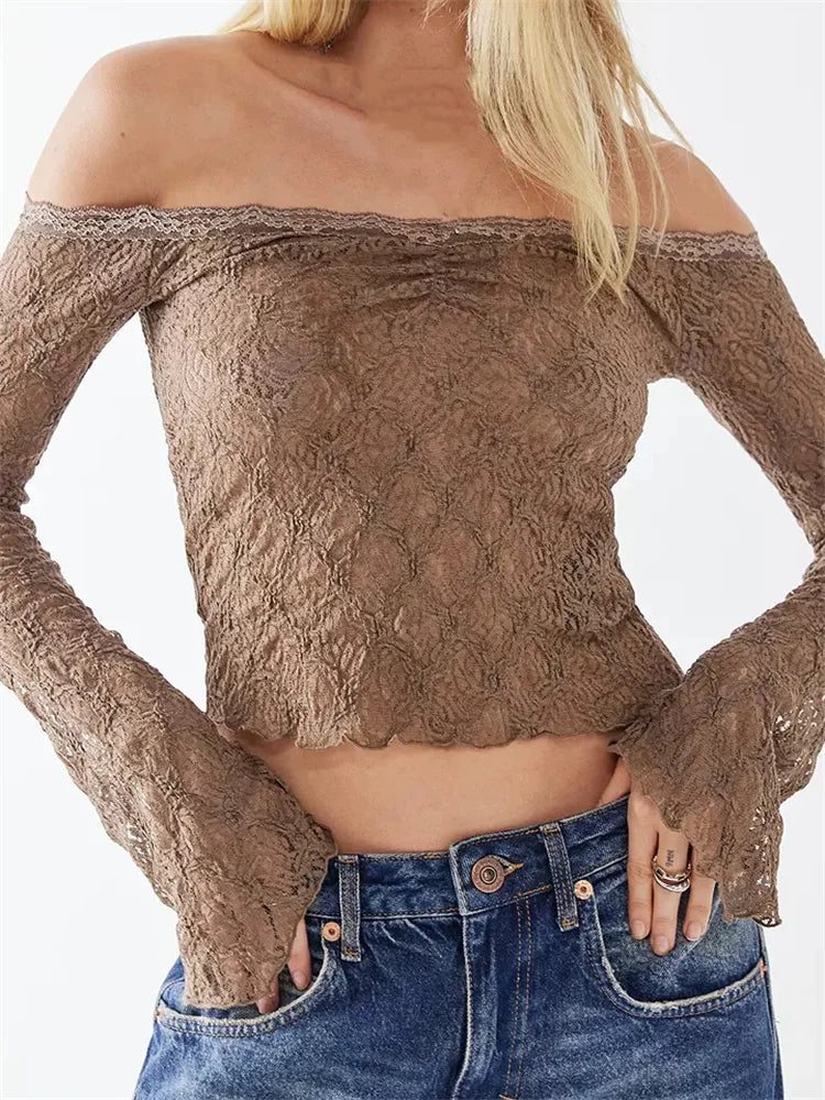 Lace Flower Off-Shoulder Top