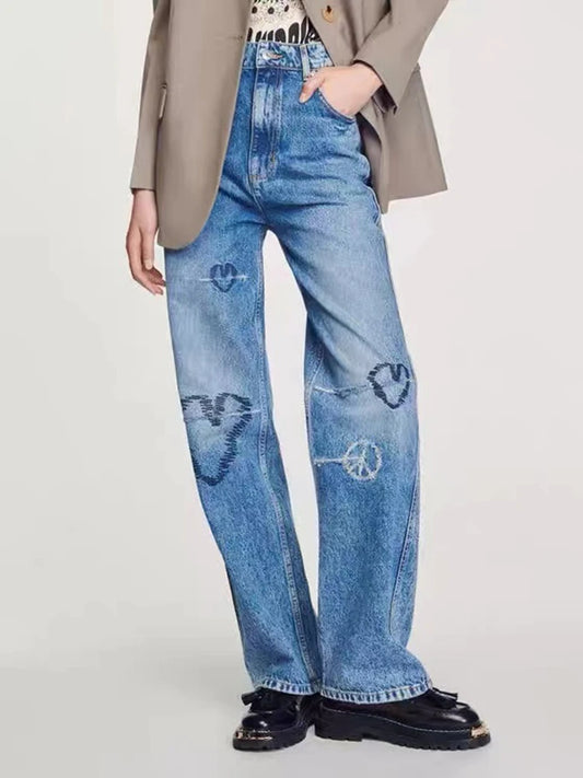 Fashion High Waist Denim Trouser