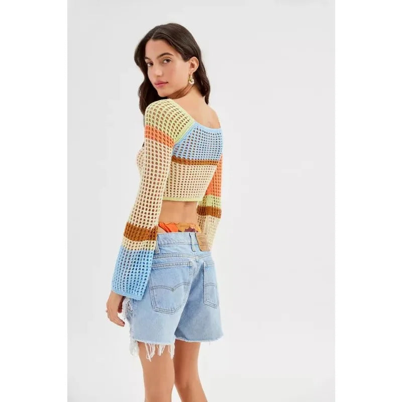 Colorblock Cutout Crop Top